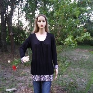 NWT "Hot Ginger"  Black long sleeve blouse